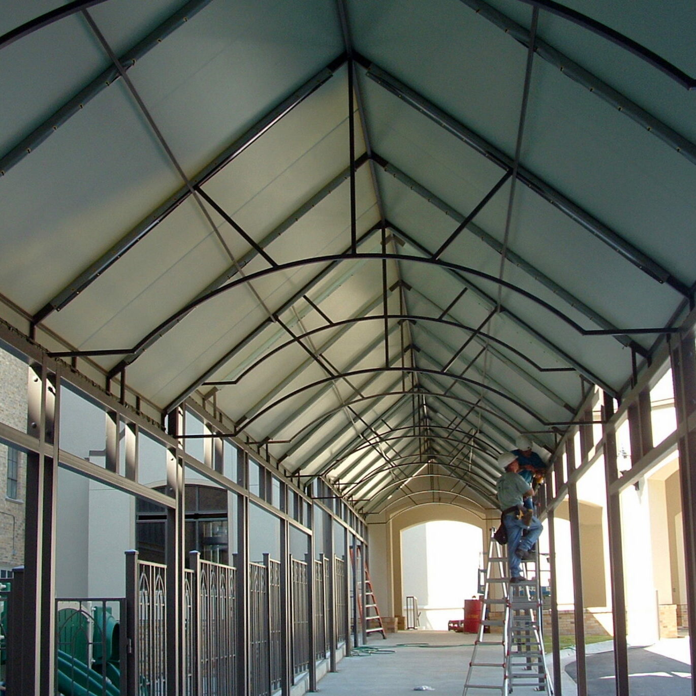 First Baptist Church - Downtown Tulsa. Gabled walkway canopies.